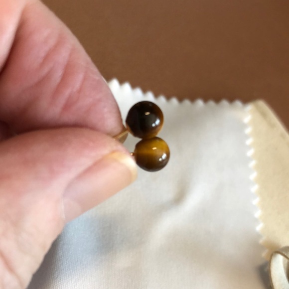 14K Yellow Gold Petite Tiger Eye Ball Earrings - NWOT - Picture 4 of 4